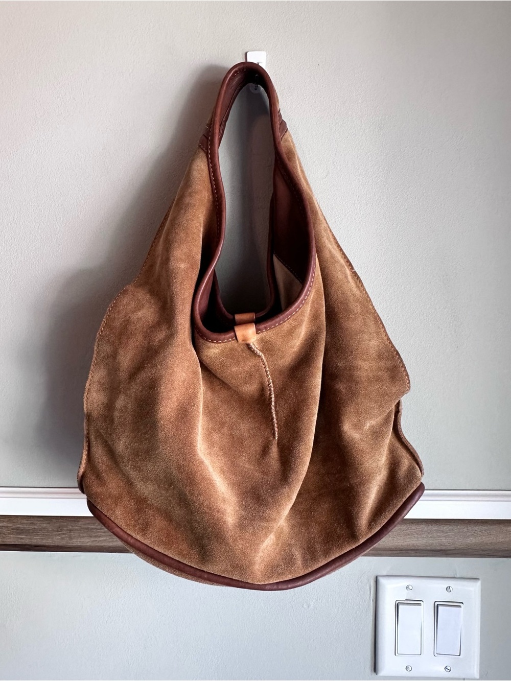 Ugg Hobo Bag Medium Chestnut Brown Leather Sheldon Suede Tote Purse
